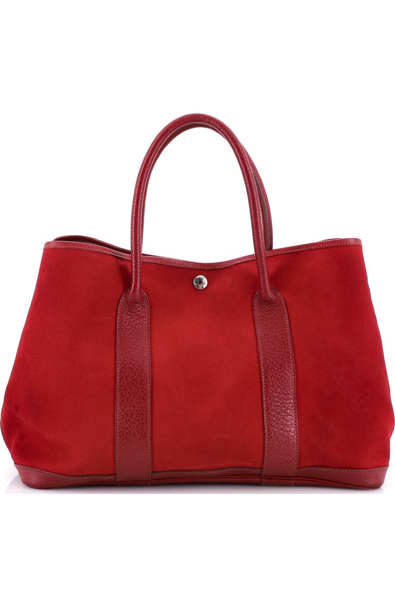 Pre-Owned Hermes Garden Party Tote Toile and Leather 36, Alternate, color, Rouge Imperial