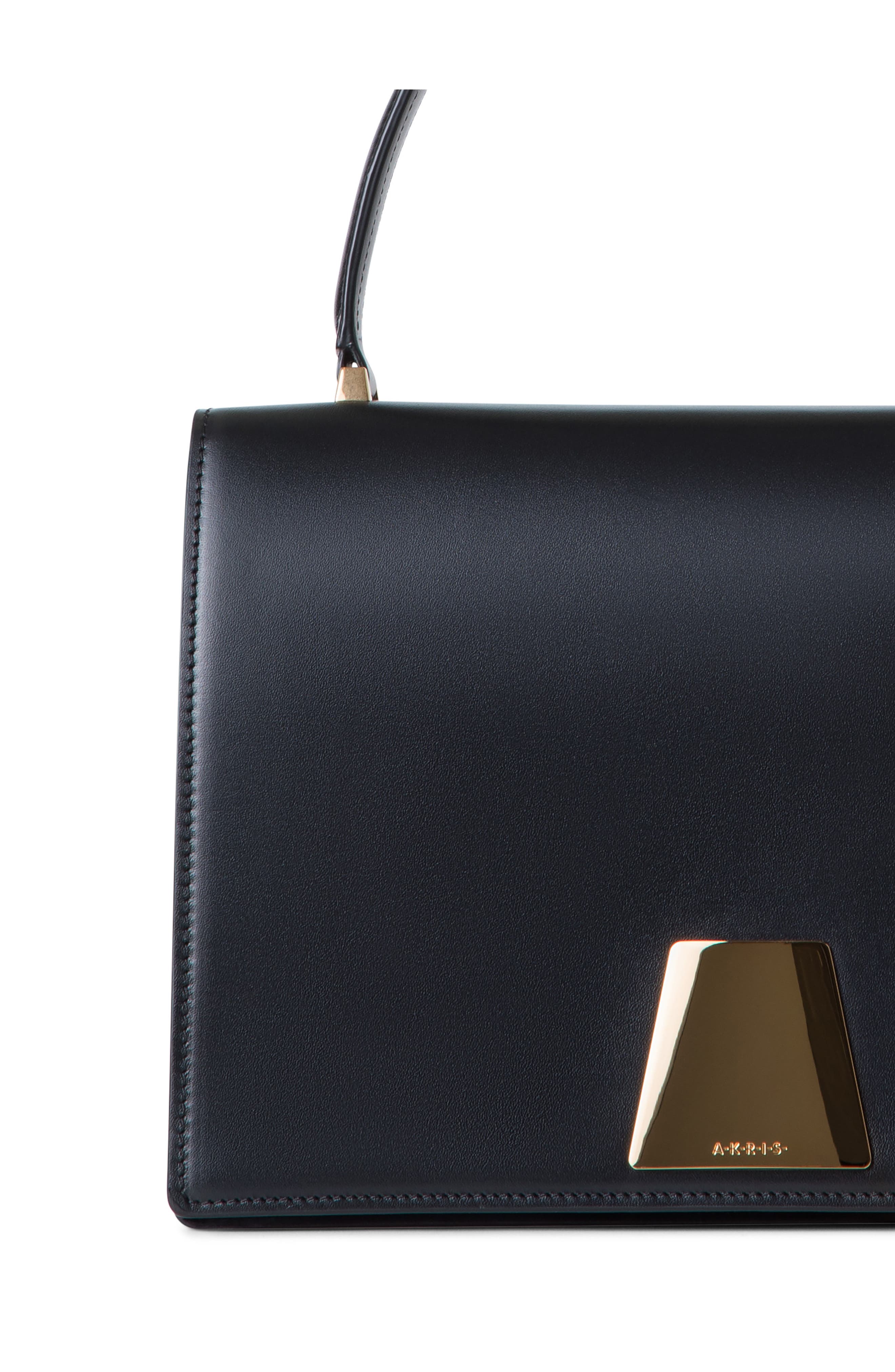 Akris Medium Alice Leather Top Handle Bag, Alternate, color, Black