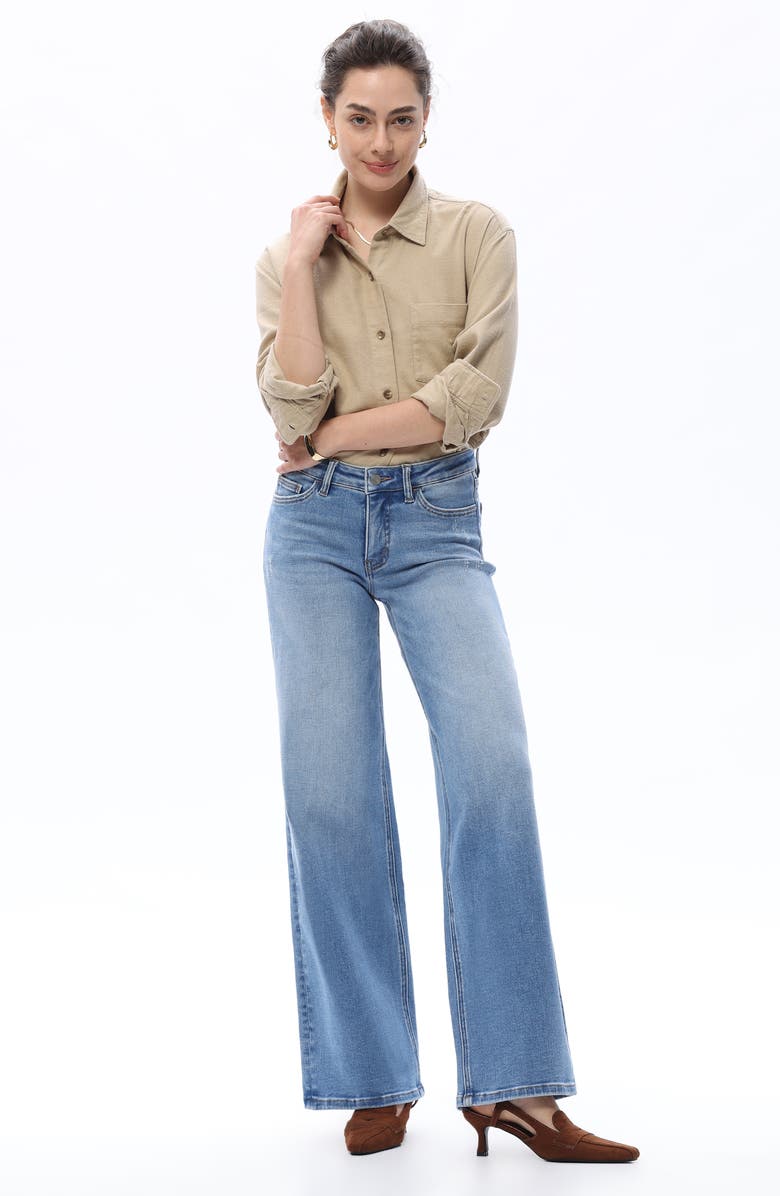 Bayeas Mid Rise Wide Leg Jeans, Alternate, color, Medium Blue