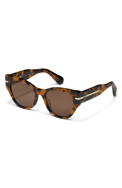 Quay Chit Chat 47mm Cat Eye Sunglasses In Pebble Tort/brown
