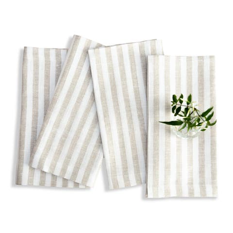 Linen Dinner Napkins - Amalfi Stripe, 20" x 20" Inch