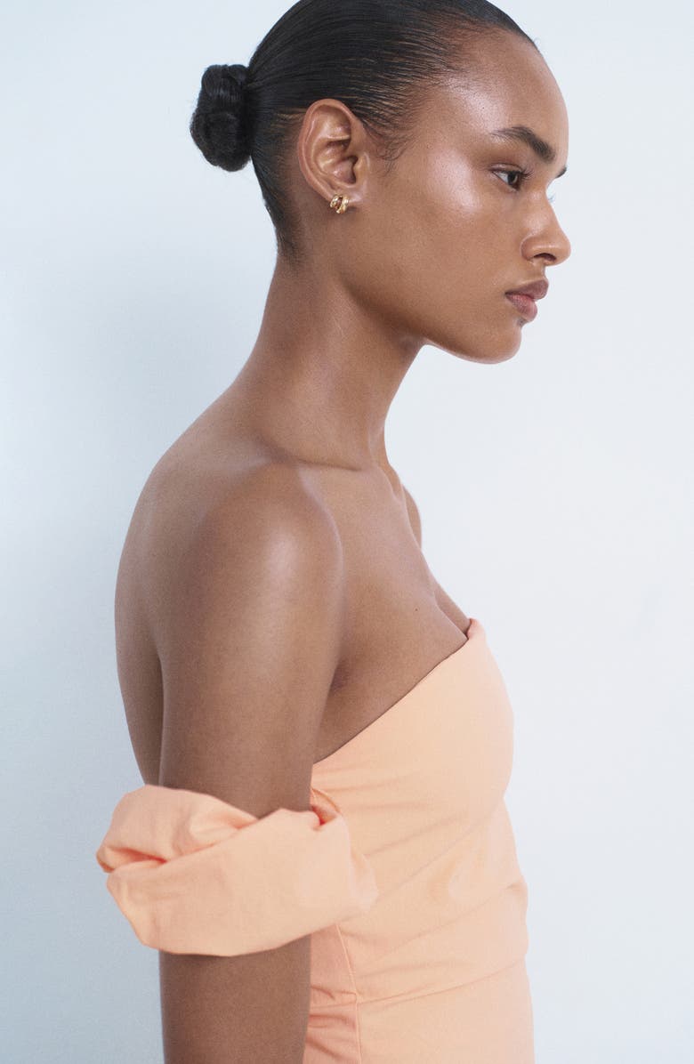 MANGO Strapless Midi Dress, Alternate, color, Peach