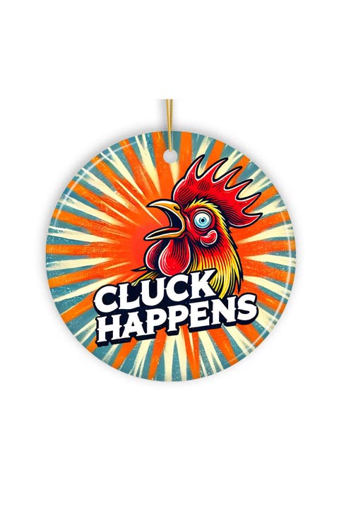 Cluck Happens Retro Rooster Ornament