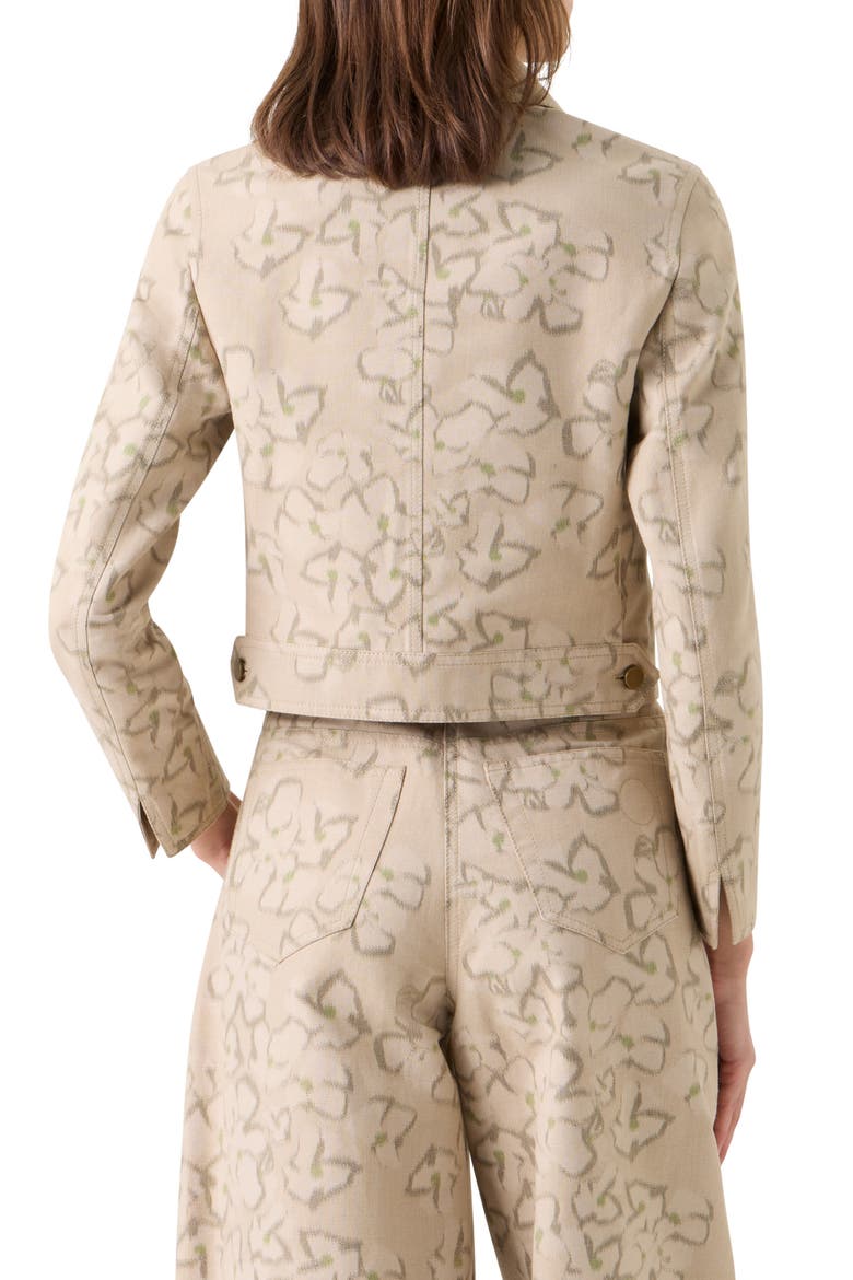 Ikat Floral Print Crop Cotton Blend Canvas Jacket, Alternate, color, BEIGE-OLIVE