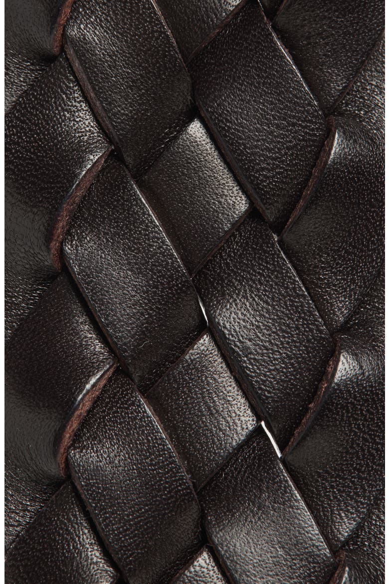 Nili Braided Leather Belt, Alternate, color, DARK BROWN