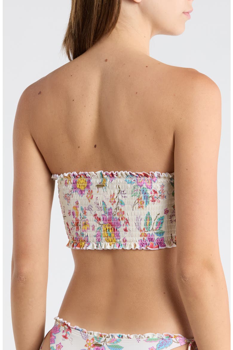 Half Moon Bay Smocked Bandeau Bikini Top, Alternate, color, BONE