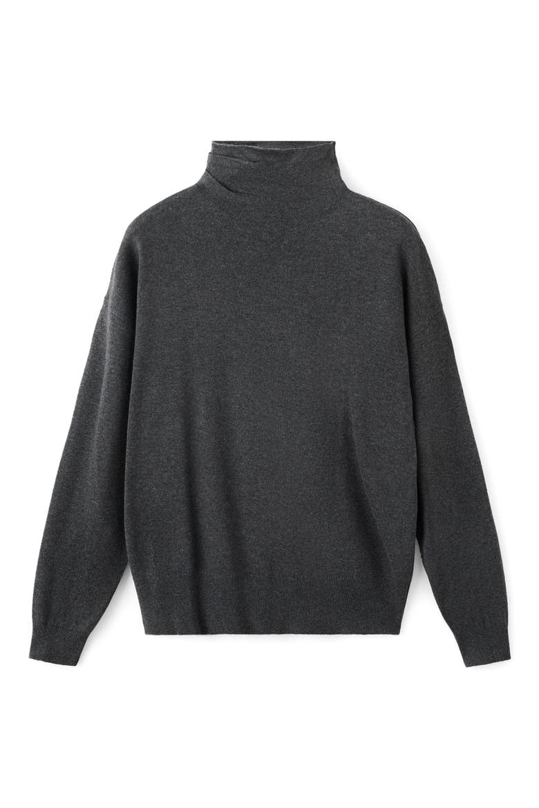 Draped Turtleneck Sweater, Alternate, color, CHARCOAL