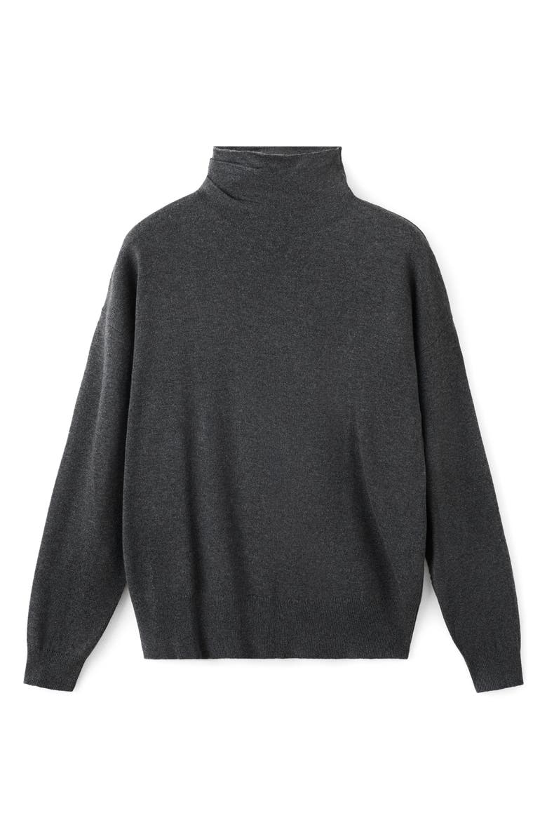 MANGO Draped Turtleneck Sweater, Alternate, color, Charcoal