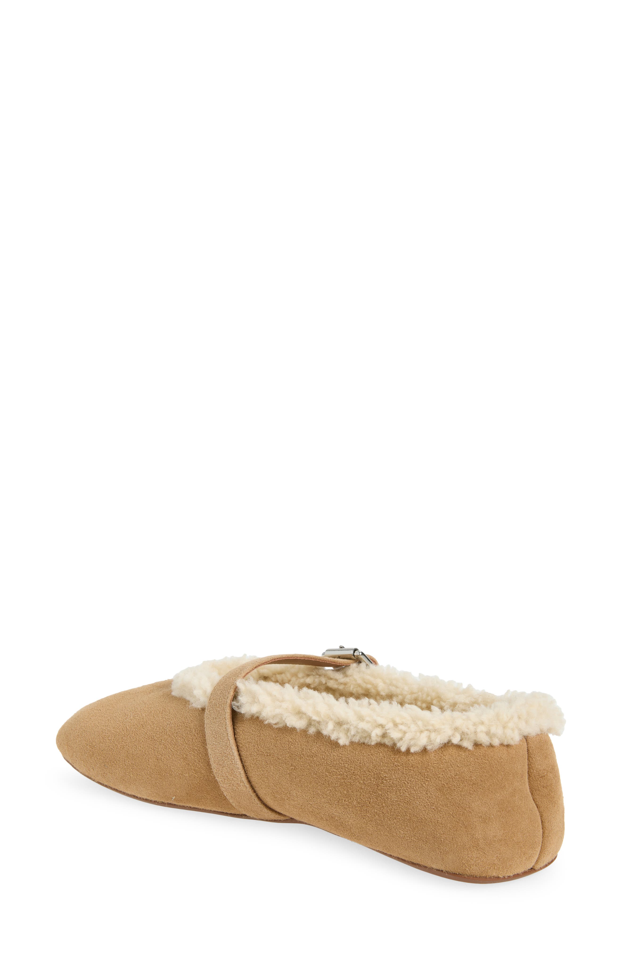 Genuine Shearling Mary Jane Flat, Alternate, color, 143 CAMEL