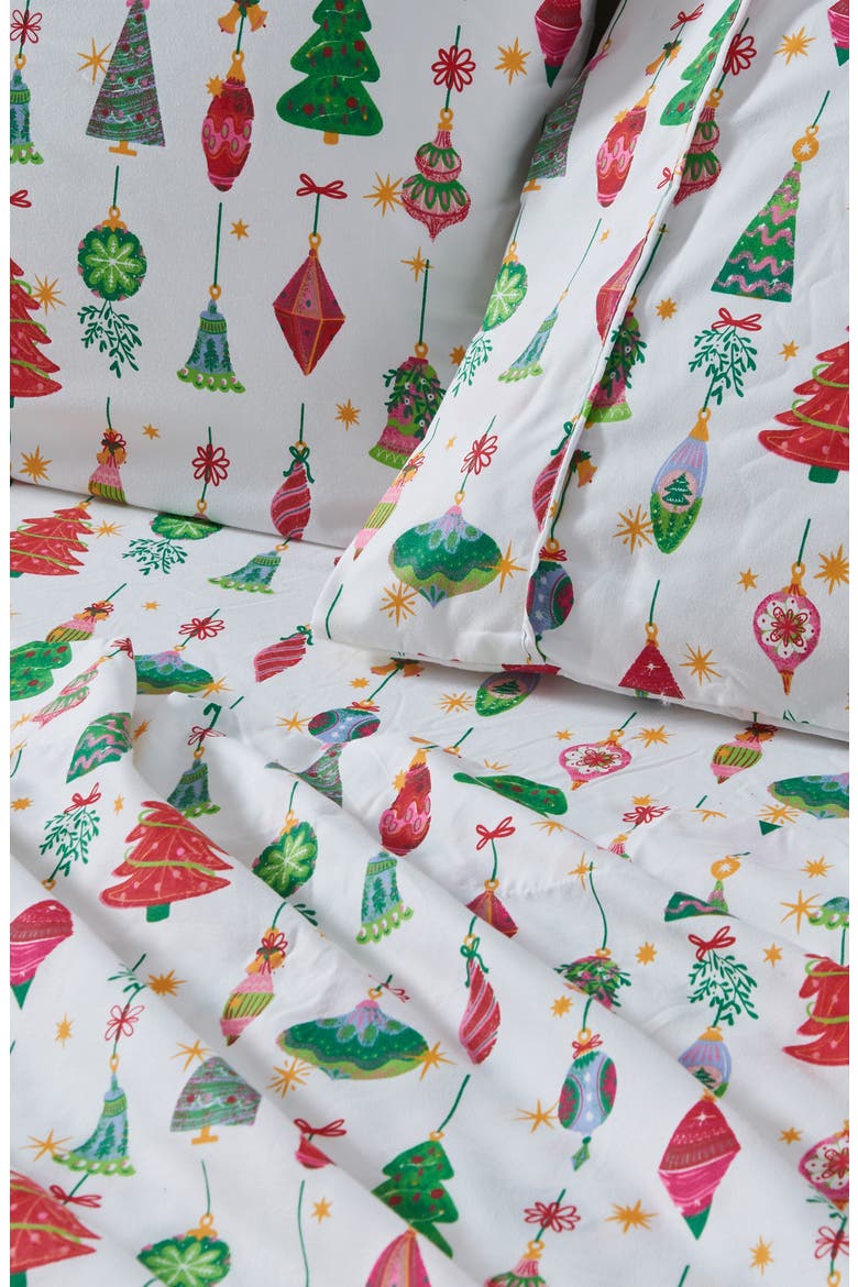 Print Microfiber Sheet Set, Alternate, color, TWINKLING ORNAMENTS
