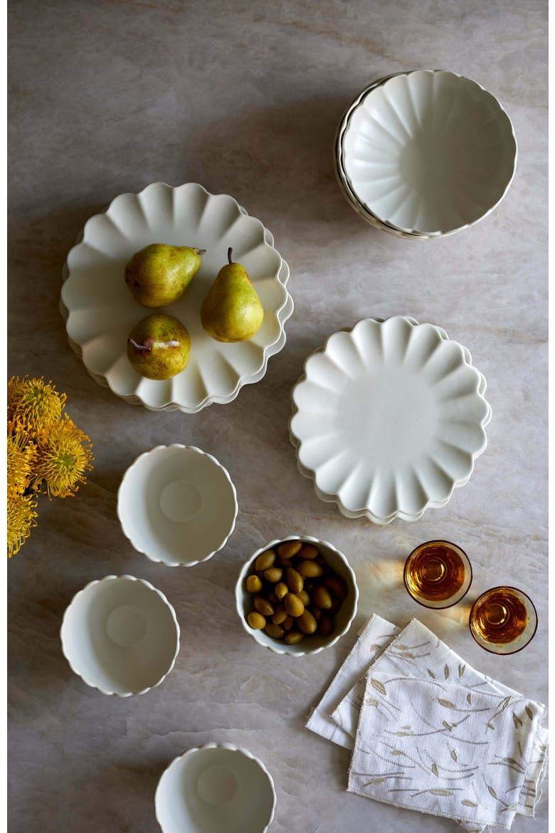 Dhalia Stoneware 4-Piece Dinner Plate Set, Alternate, color, White