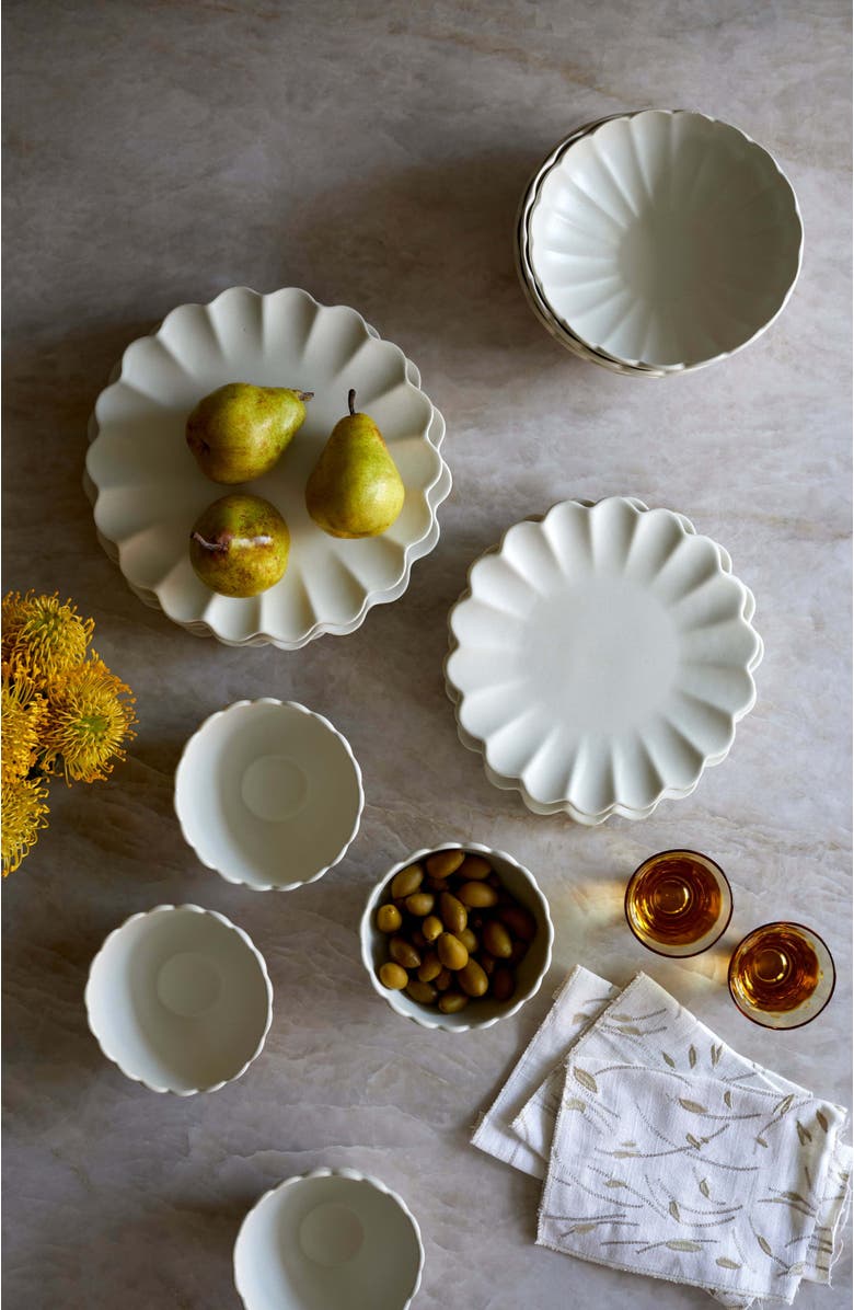 LEMIEUX ET CIE Dhalia Stoneware 4-Piece Dinner Plate Set, Alternate, color, White