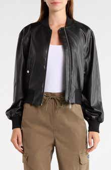 Faux Leather Bomber Jacket