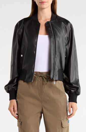 Faux Leather Bomber Jacket