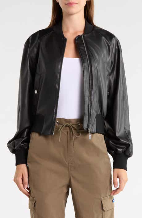 Faux Leather Bomber Jacket