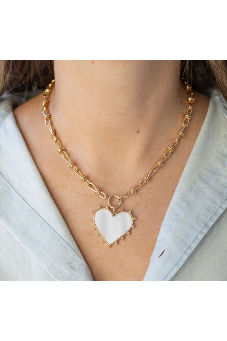 Kindness and Love Heart Necklace, Alternate, color, Gold