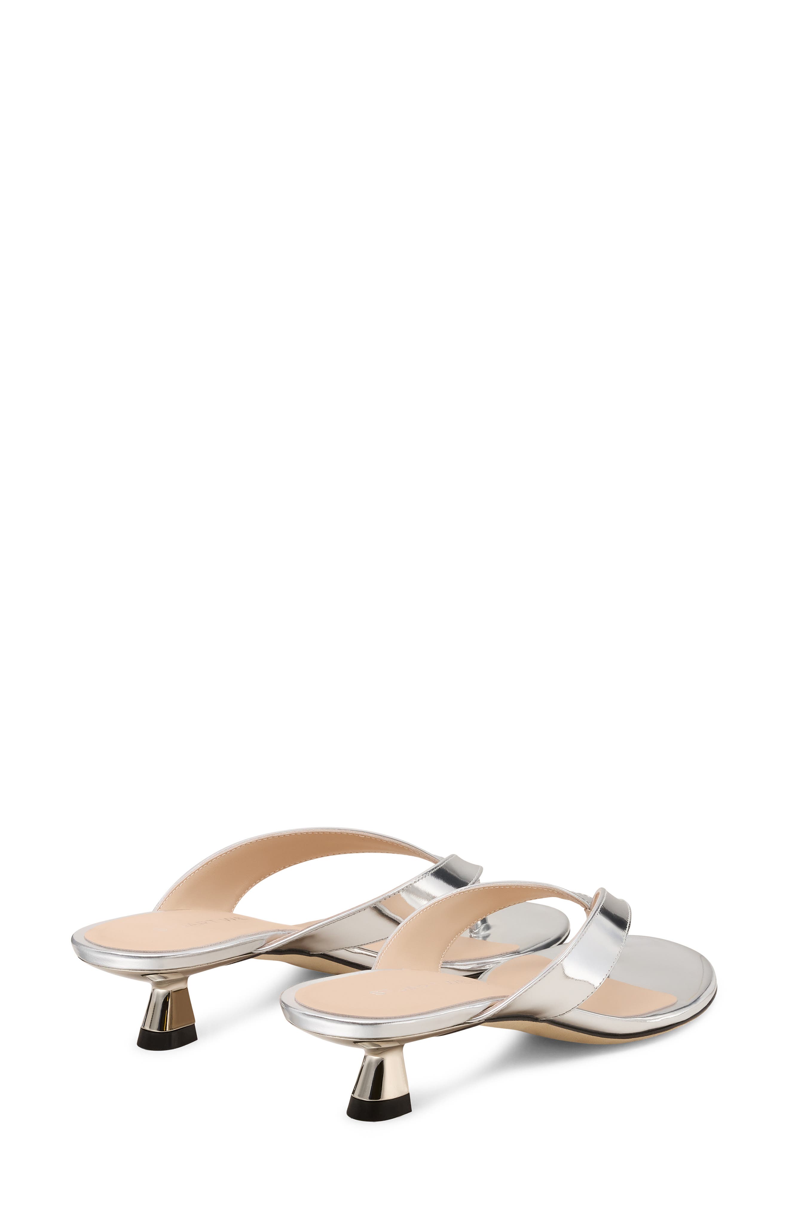 Stuart Weitzman Rio Kitten Heel Sandal, Alternate, color, Silver