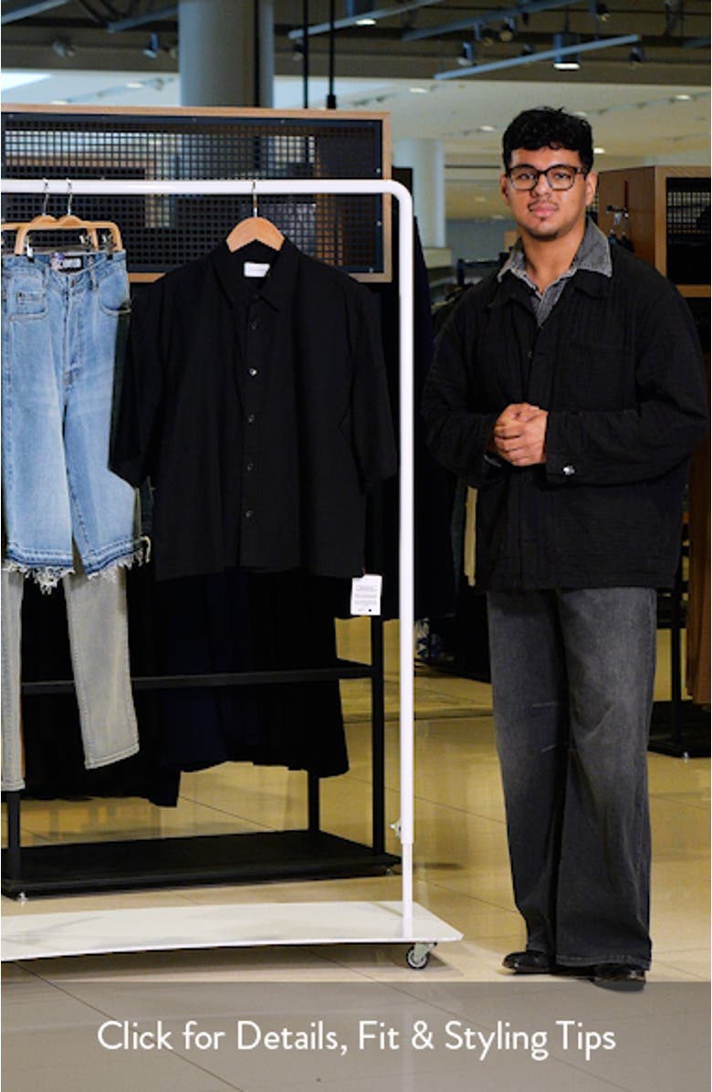 Crop Short Sleeve Cotton Poplin Button-Up Shirt, sales video thumbnail