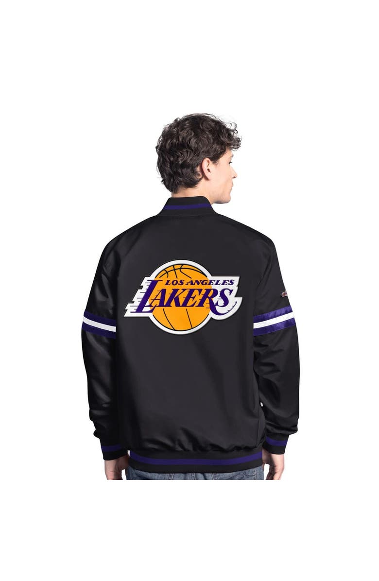 STARTER Men's Starter  Black Los Angeles Lakers Scout Varsity Full-Snap Jacket, Alternate, color, Black