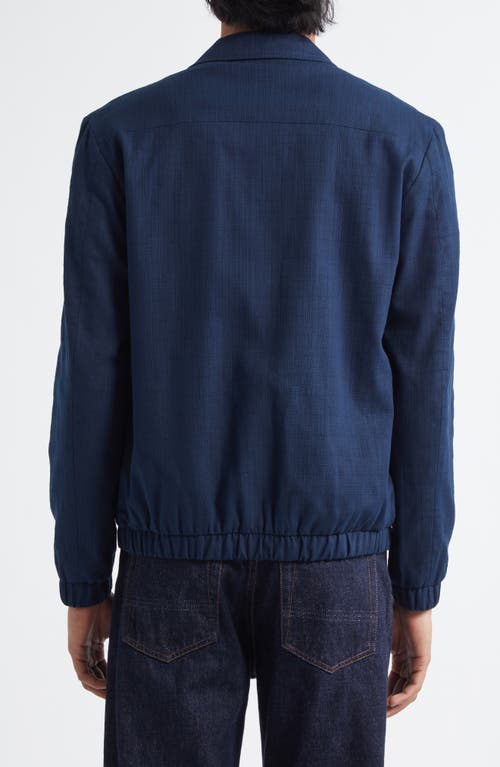 Sunspel Textured Cotton Raffia Blouson Jacket In Navy