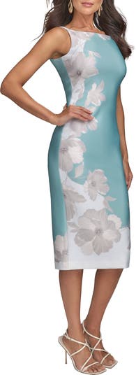 Floral Print Scuba Knit Sheath Dress