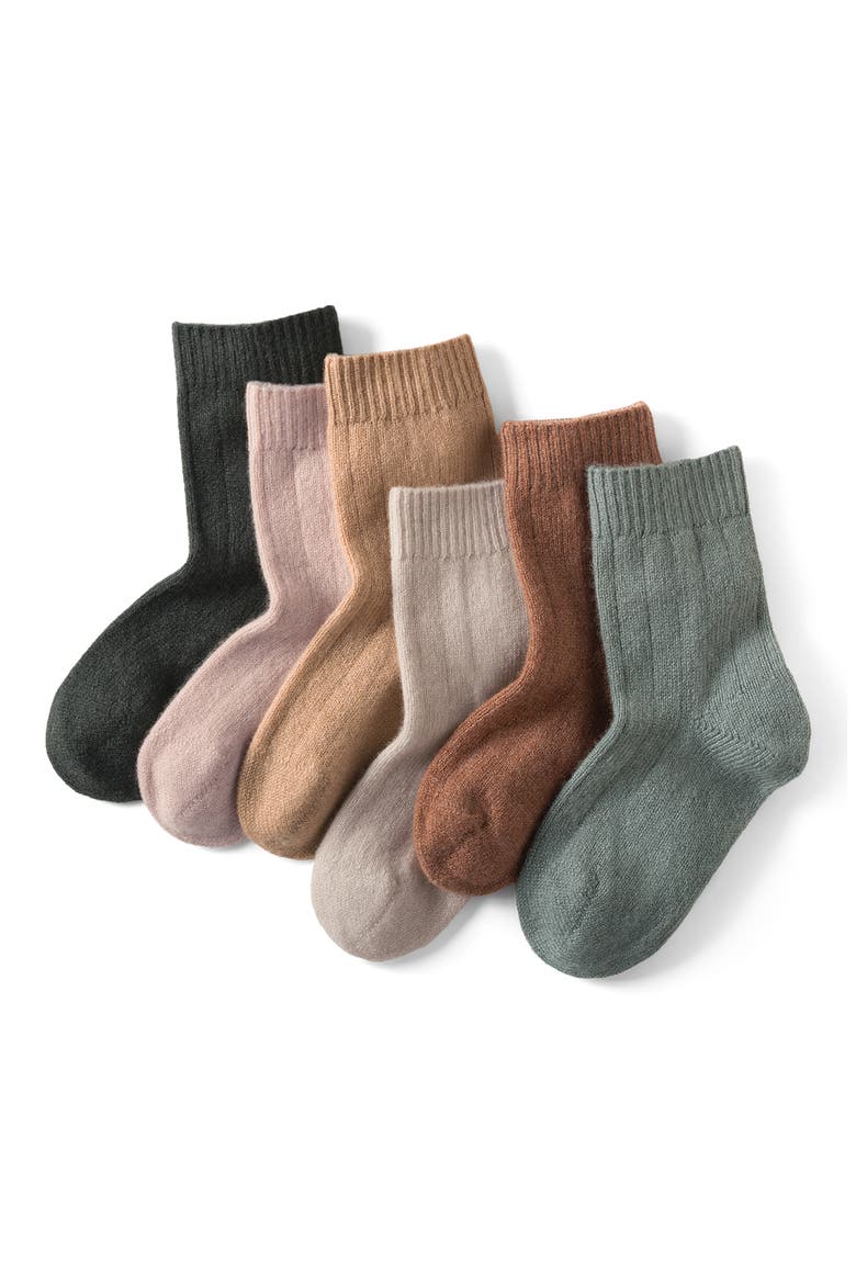 Cashmere Blend Crew Socks, Alternate, color, SIENNA