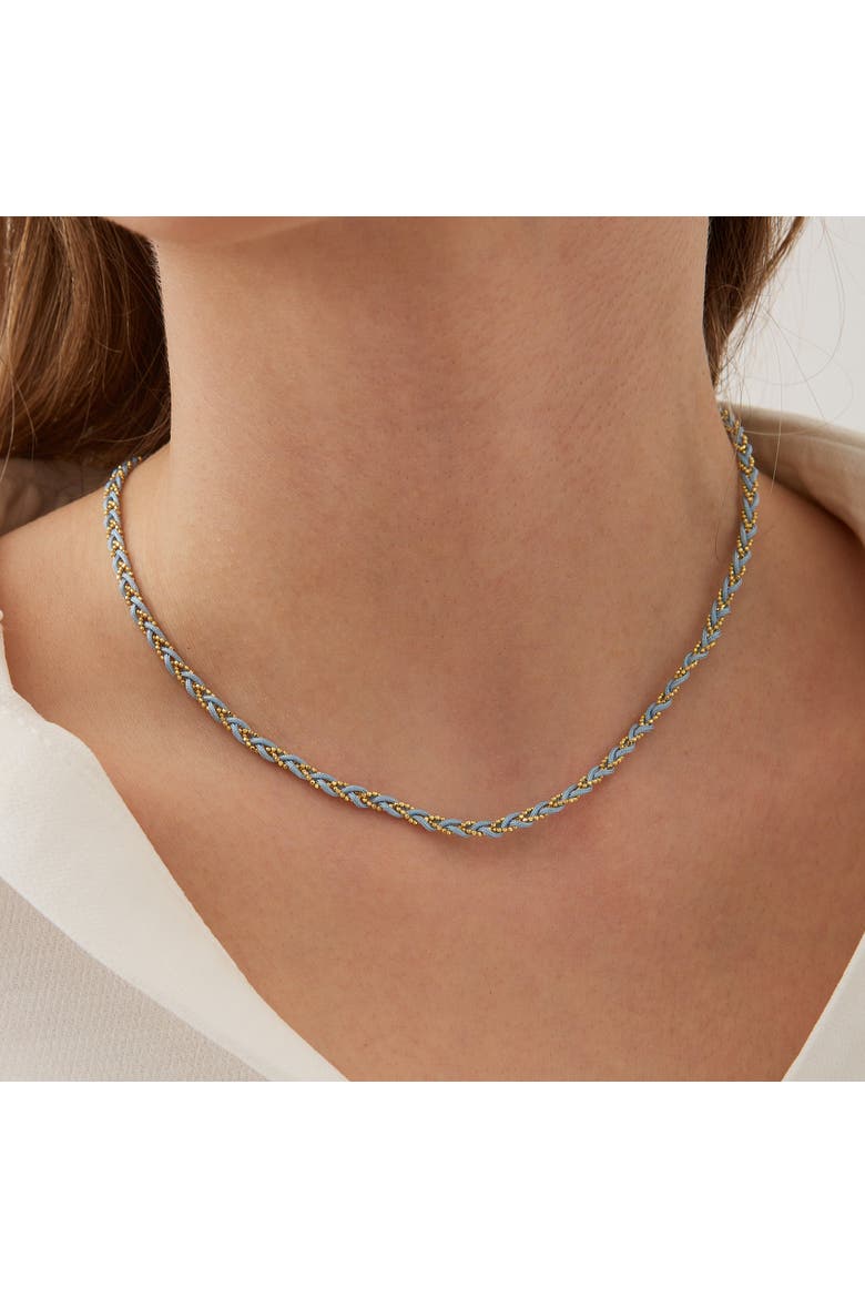 Handmade Rope Braided Sterling Silver Beaded Chain Necklace, Alternate, color, Light blue