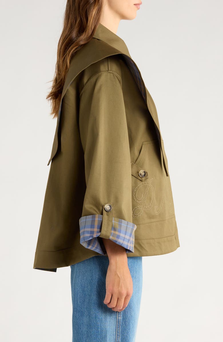 Damson Madder Jerry Reversible Crop Organic Cotton Trench Coat, Alternate, color, 