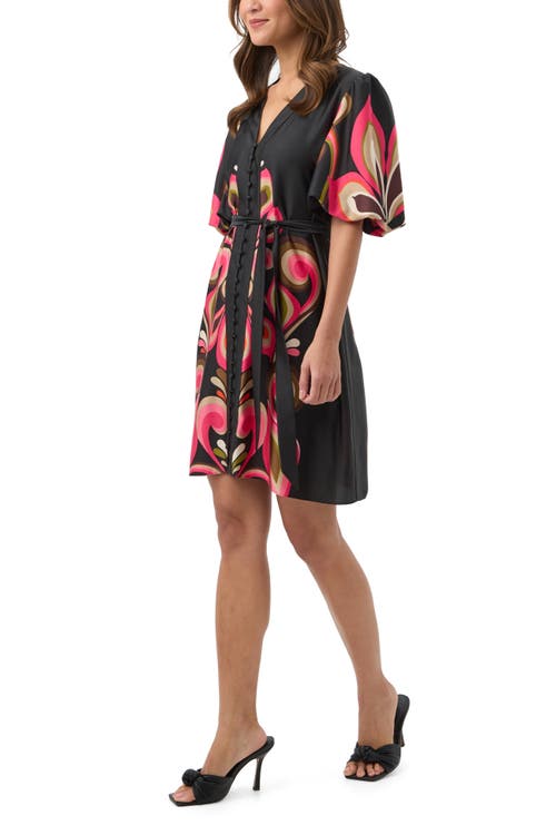 Trina Turk Certonia Border Printed Puff Sleeve Dress In Multi