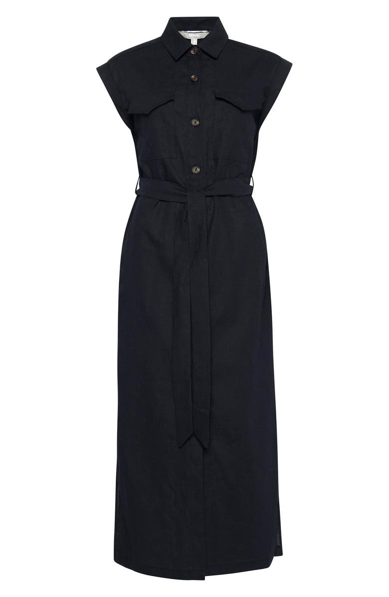 Barbour Birdie Cotton & Linen Maxi Shirtdress, Alternate, color, Black