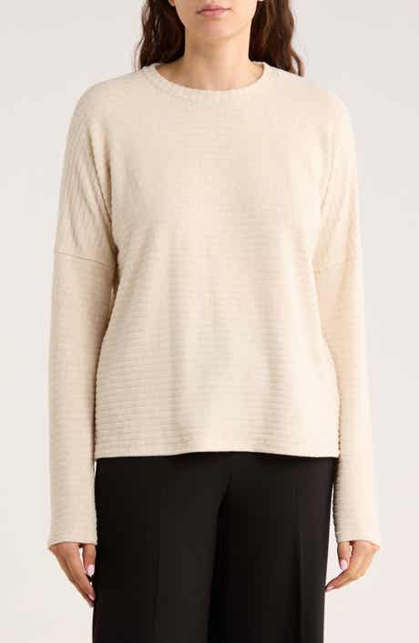 ELIE ELIE TAHARI Long Sleeve Drop Shoulder Crewneck Top