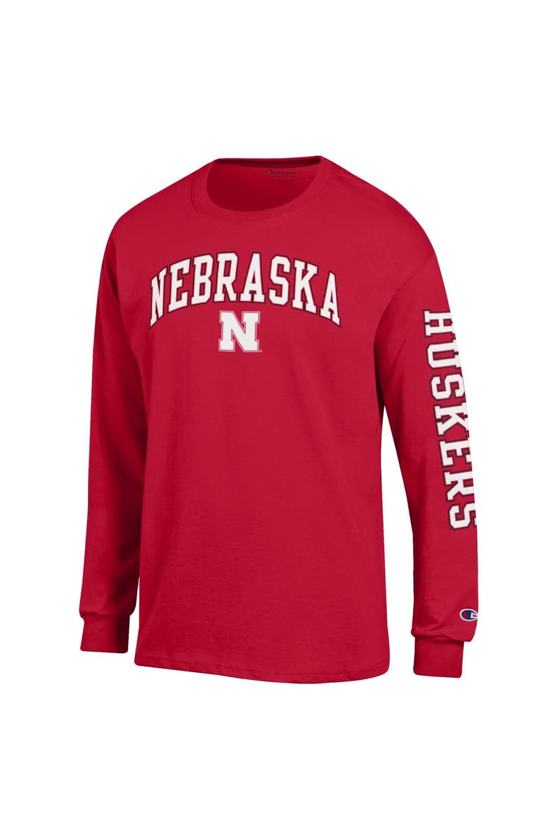 Champion Men's Champion Scarlet Nebraska Huskers Arch Over Logo 2-Hit Long Sleeve T-Shirt, Alternate, color, Scarlet