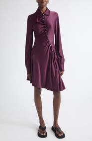Rabanne Asymmetric Long Sleeve Jersey Dress