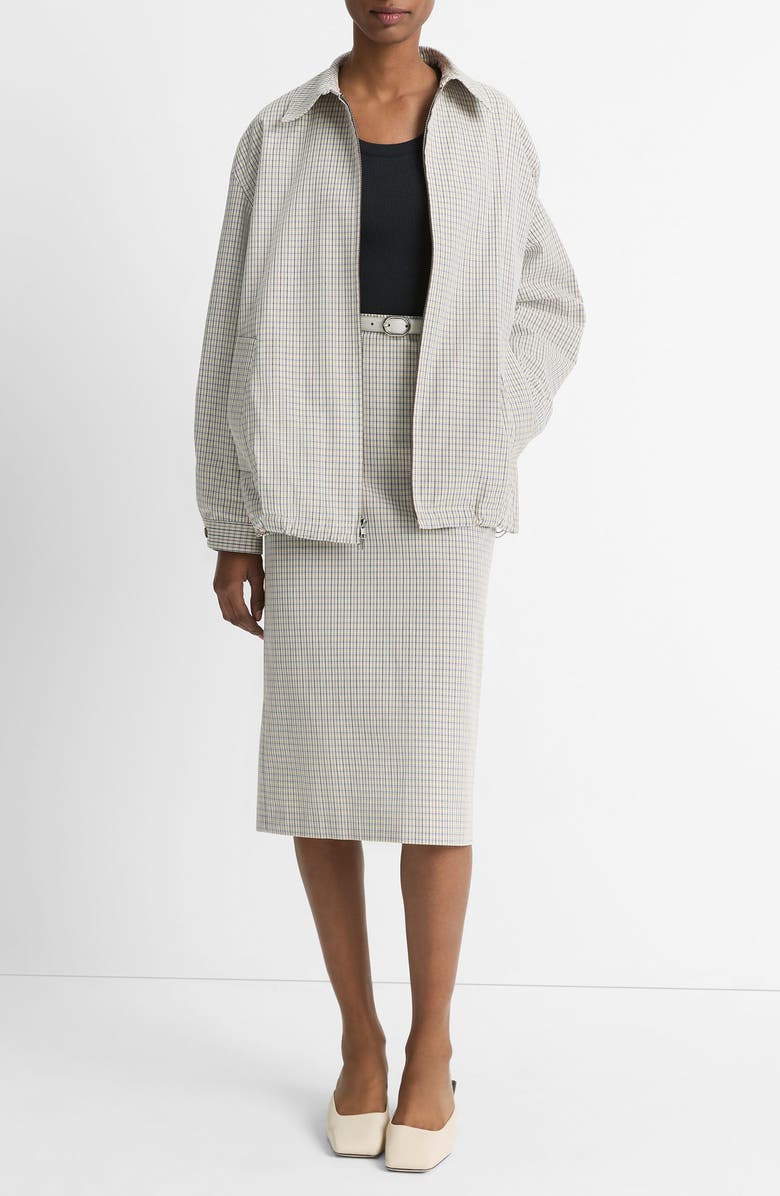 Vince Gardeners Check Oversize Bomber Jacket, Alternate, color, Stone/Tan