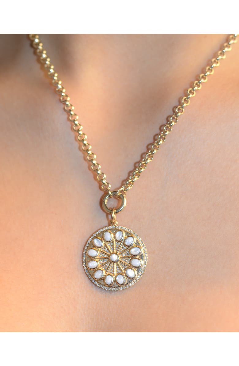 Lionheart 14K Gold Serenity Mother of Pearl Charm Rolo Necklace, Alternate, color, Gold