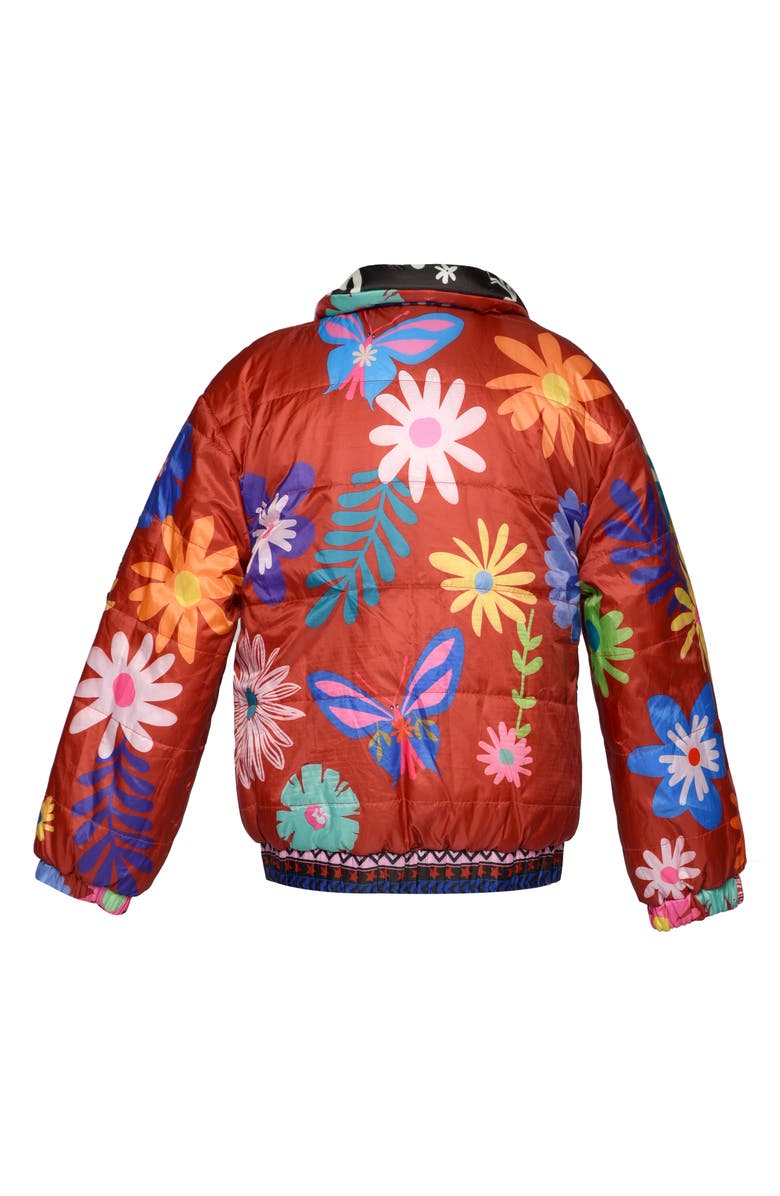 Truly Me Kids' Reversible Print Quilted Puffer Jacket, Alternate, color, Red Floral
