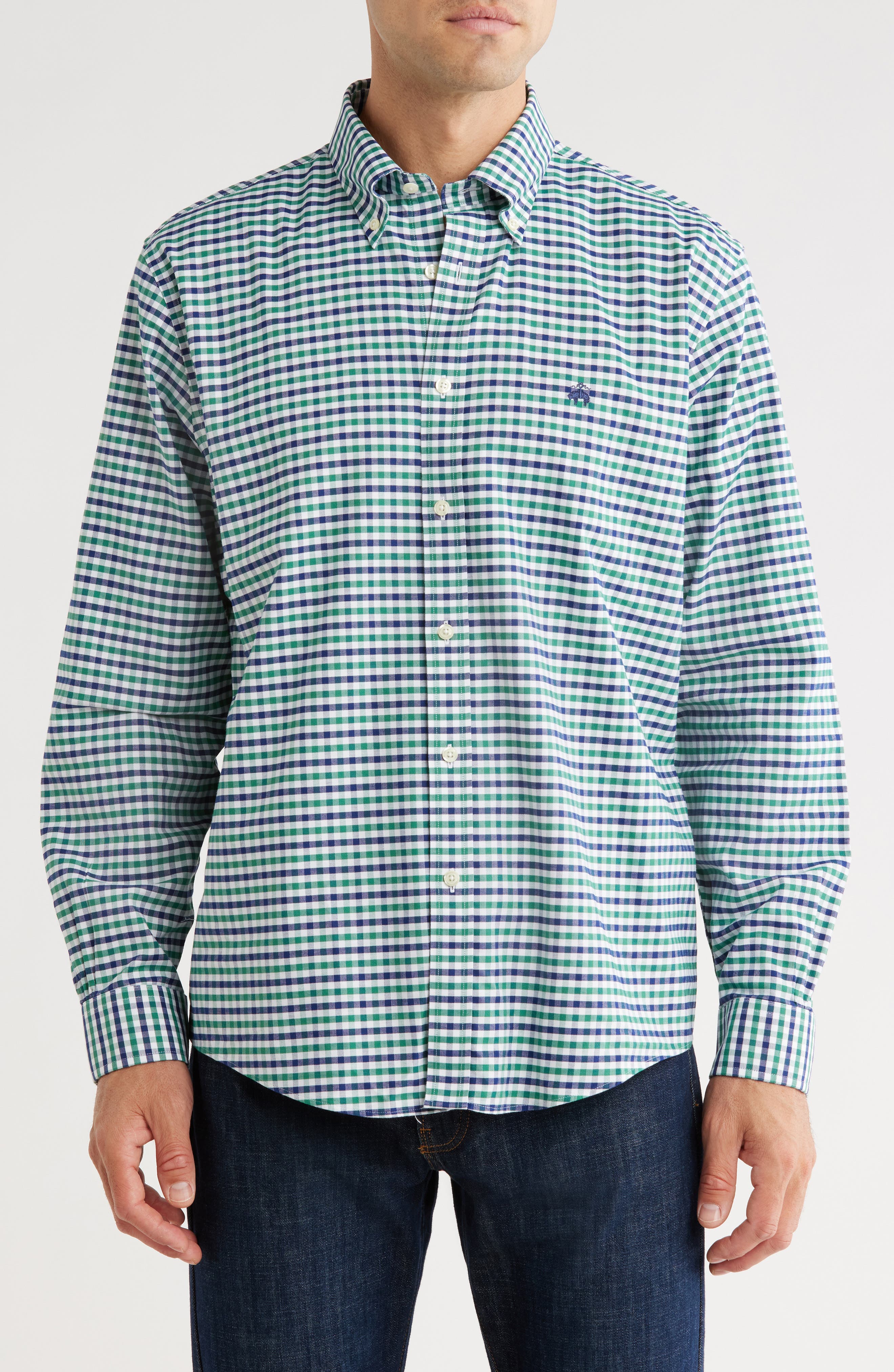 selected GREEN/ NAVY GINGHAM