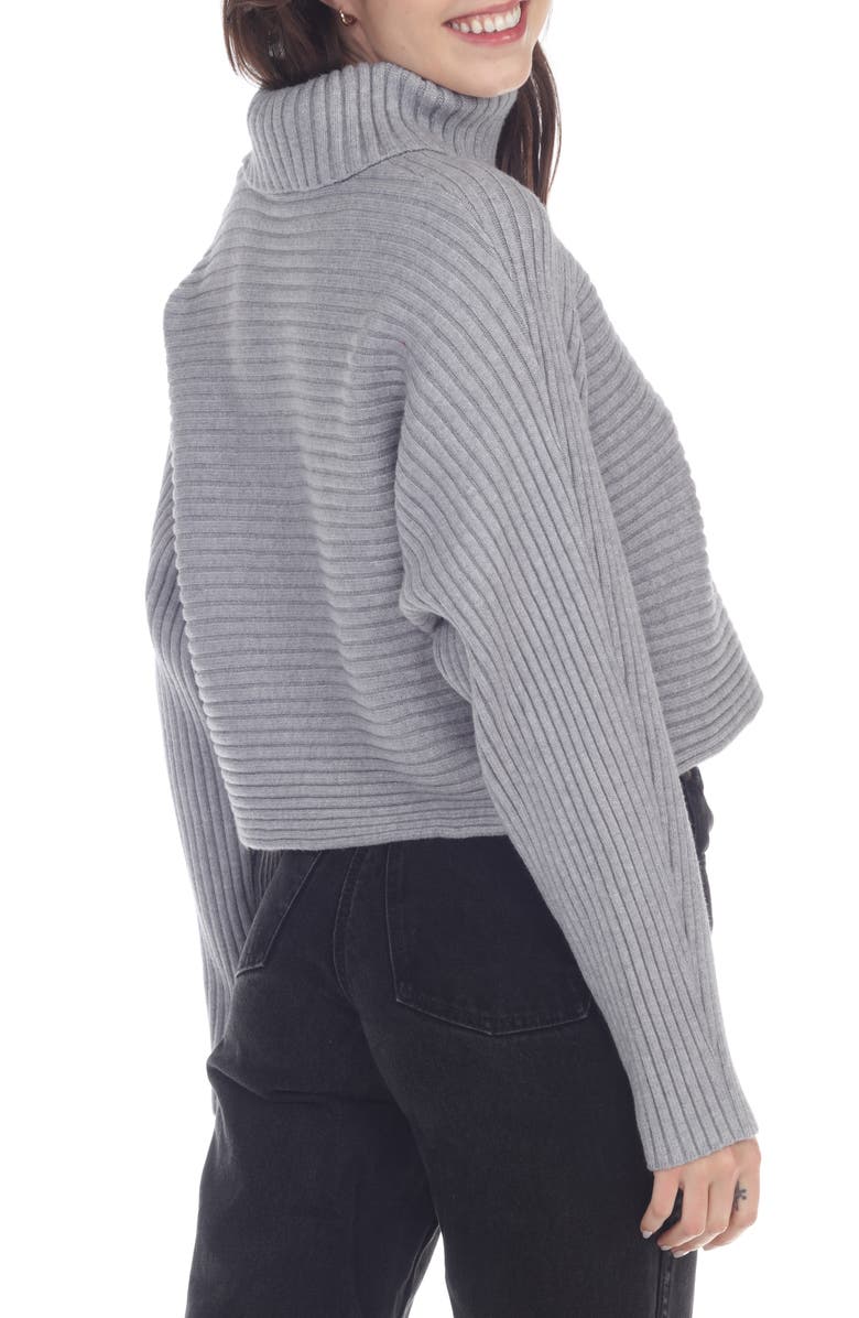 RAIN AND ROSE Turtleneck Rib Crop Sweater, Alternate, color, Grey