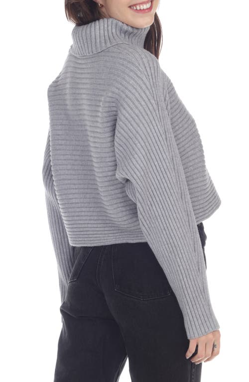 Rain And Rose Turtleneck Rib Crop Sweater In Gray