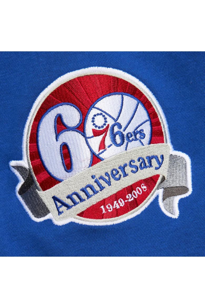 Men's Mitchell & Ness Heather Gray Philadelphia 76ers Hardwood Classics All Over 4.0 Pullover Sweatshirt, Alternate, color, Heather Gray