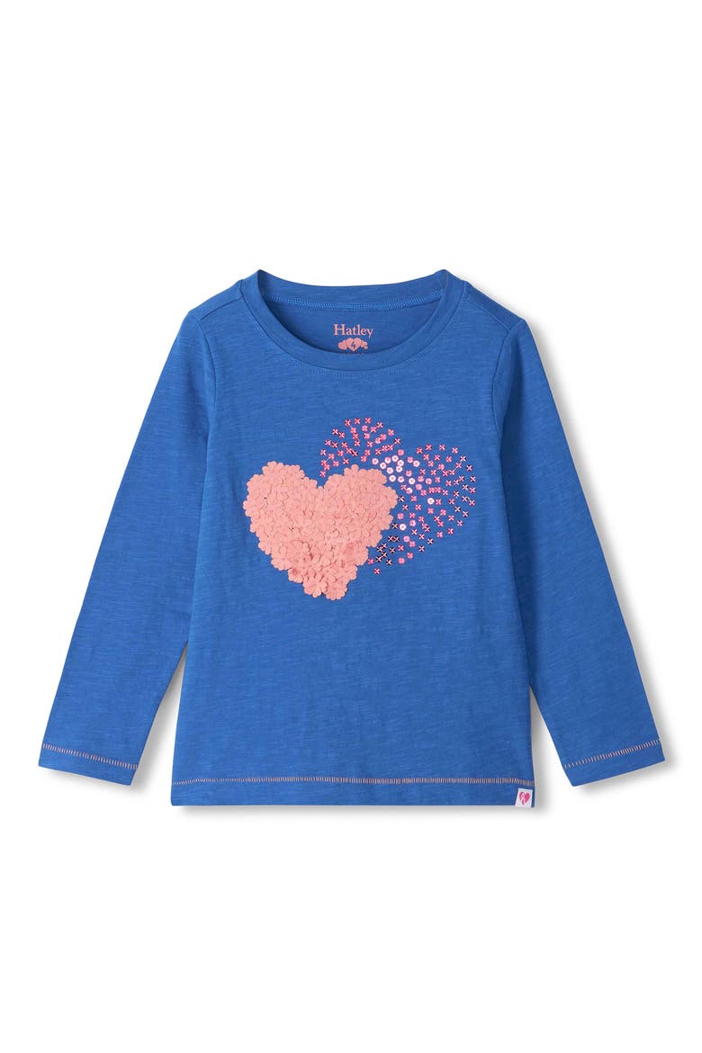 Kids' Double Hearts Long Sleeve Graphic T-Shirt, Main, color, BRIGHT COBALT