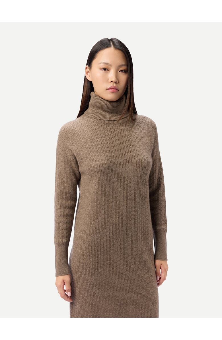 Gobi Cashmere Seamless T-Neck Cashmere Dress, Alternate, color, Taupe