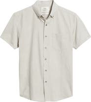 W.R.K Reworked Slim Fit Solid Short Sleeve Cotton Button-Down Shirt