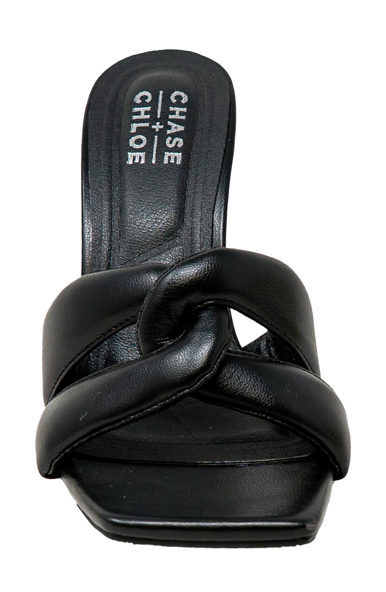 Knotted Slide Sandal, Alternate, color, BLACK PU