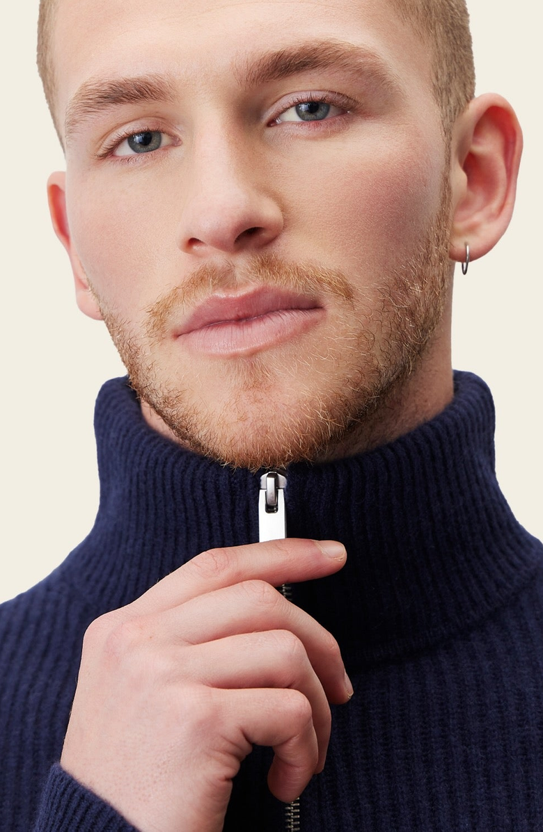 Italic Shane Chunky Cashmere Quarter Zip Pullover, Alternate, color, Navy