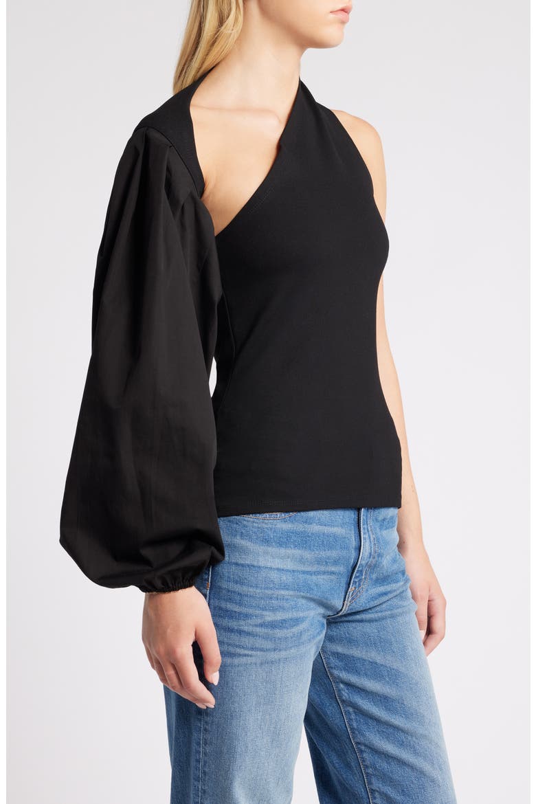 Grove One-Shoulder Top, Alternate, color, BLACK