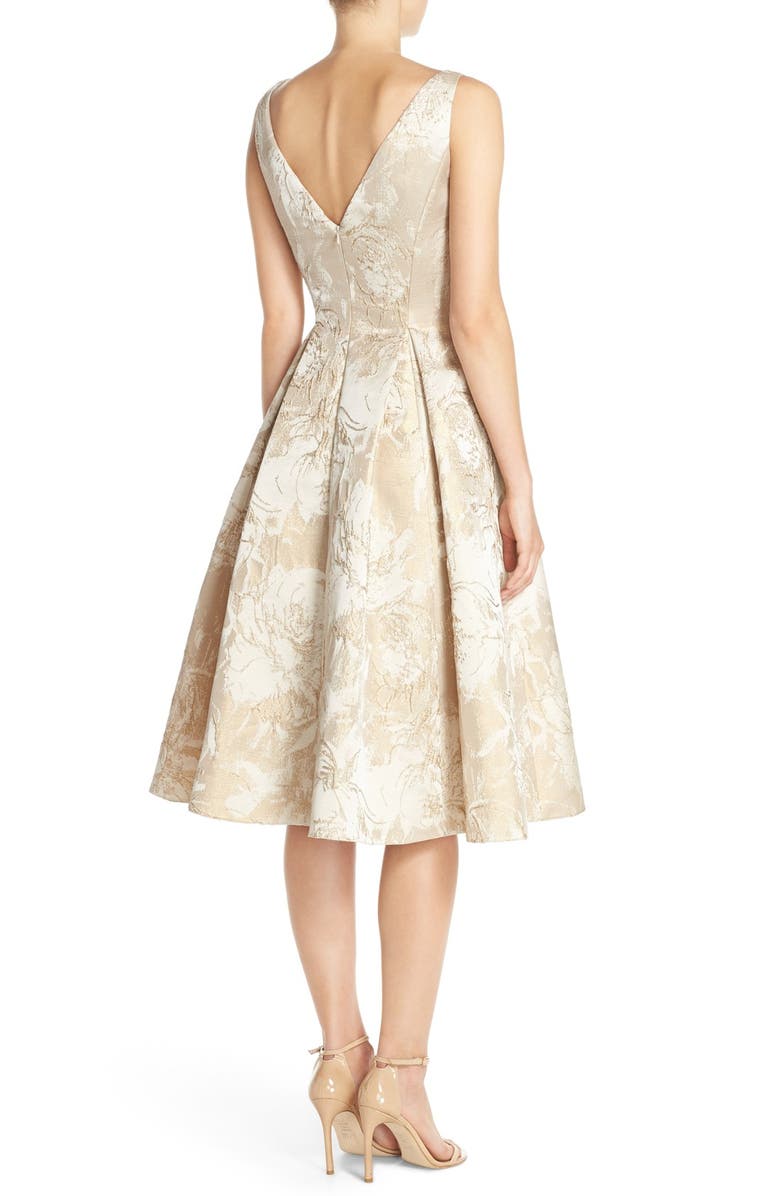 Aidan Mattox Floral Metallic Jacquard Fit & Flare Dress, Alternate, color, 