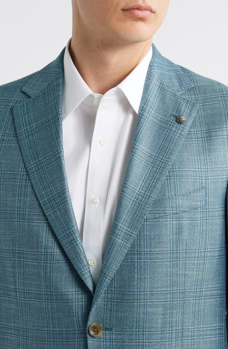 Jack Victor Midland Contemporary Fit Slub Check Plaid Sport Coat, Alternate, color, Dusty Teal