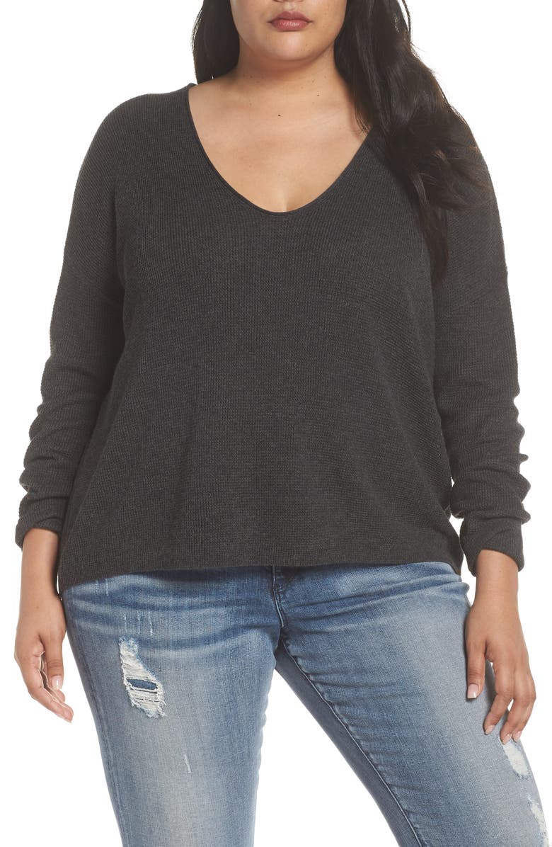 BP. Textured Stitch V-Neck Pullover, Main, color,
