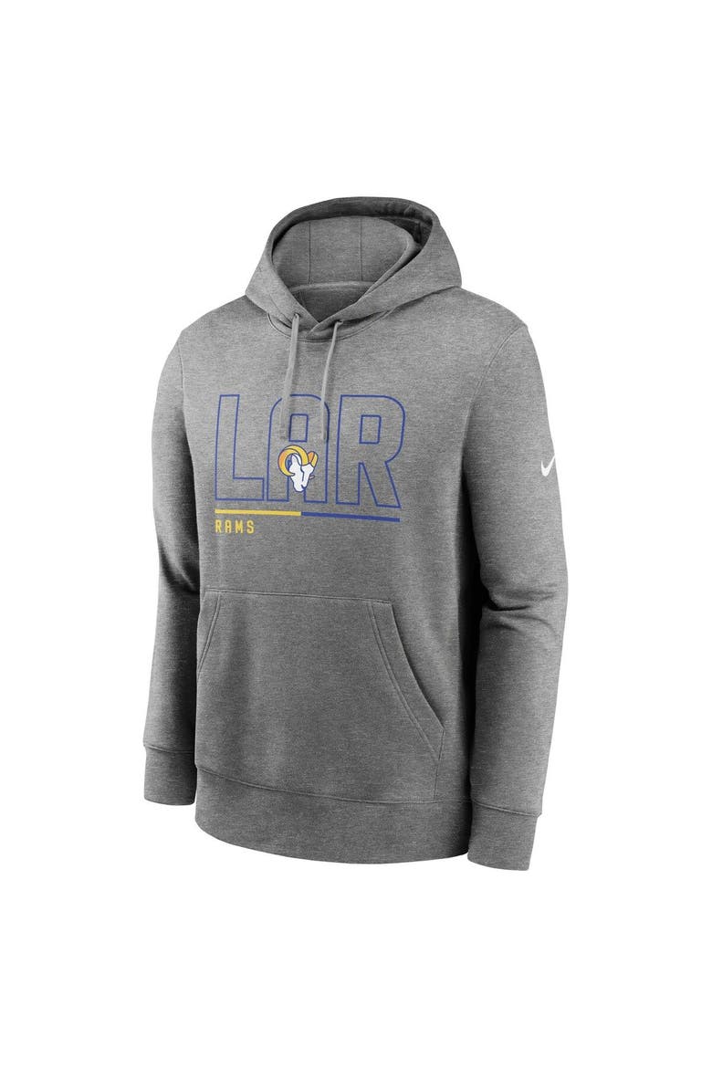 Men's Nike Heathered Gray Los Angeles Rams City Code Club Fleece Pullover Hoodie, Alternate, color, Heather Gray